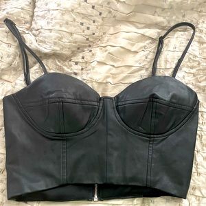 Black pleather crop top
